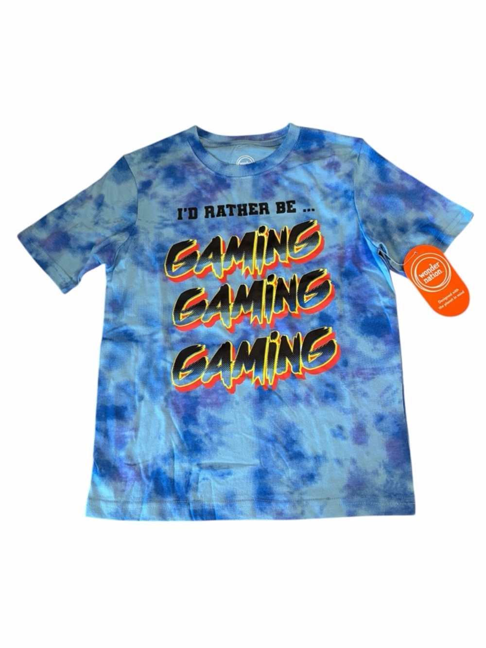 Wonder Nation “I’d Rather Be Gaming” Tie Dye T-Shirt Youth S (6-7) NWT